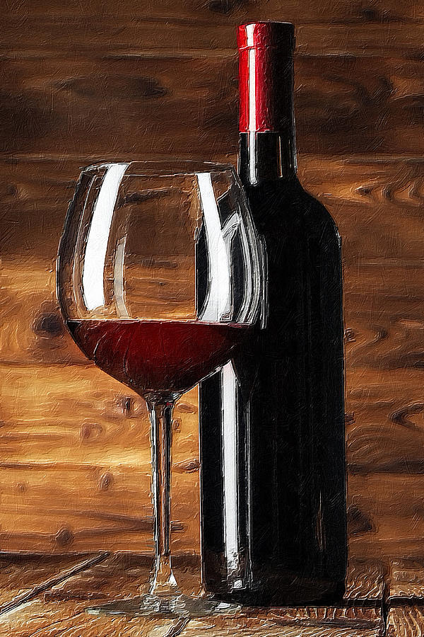 Wine Kitchen Dining Room Art Glass Apple 3 #1 Painting by Tony Rubino