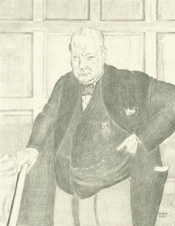 Winston Churchill Drawing by Dennis Larson | Fine Art America