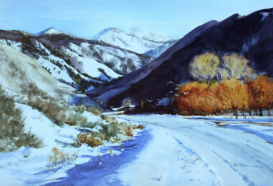 Mountain Painting - Winter Arrives #1 by Kris Parins
