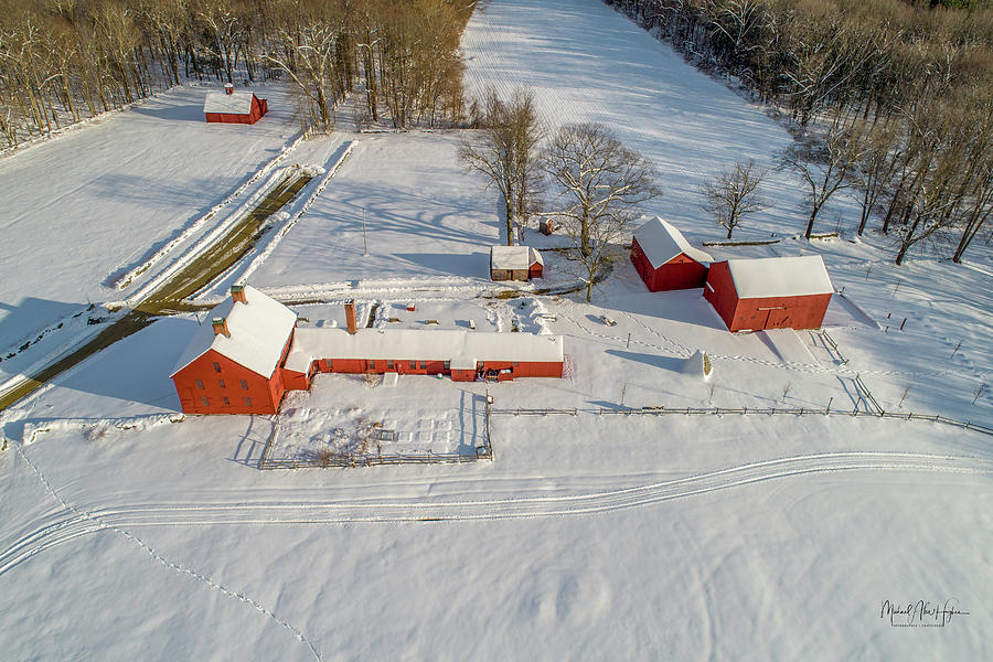 Winter at Nathan Hale Homestead #2 Photograph by Veterans Aerial Media LLC
