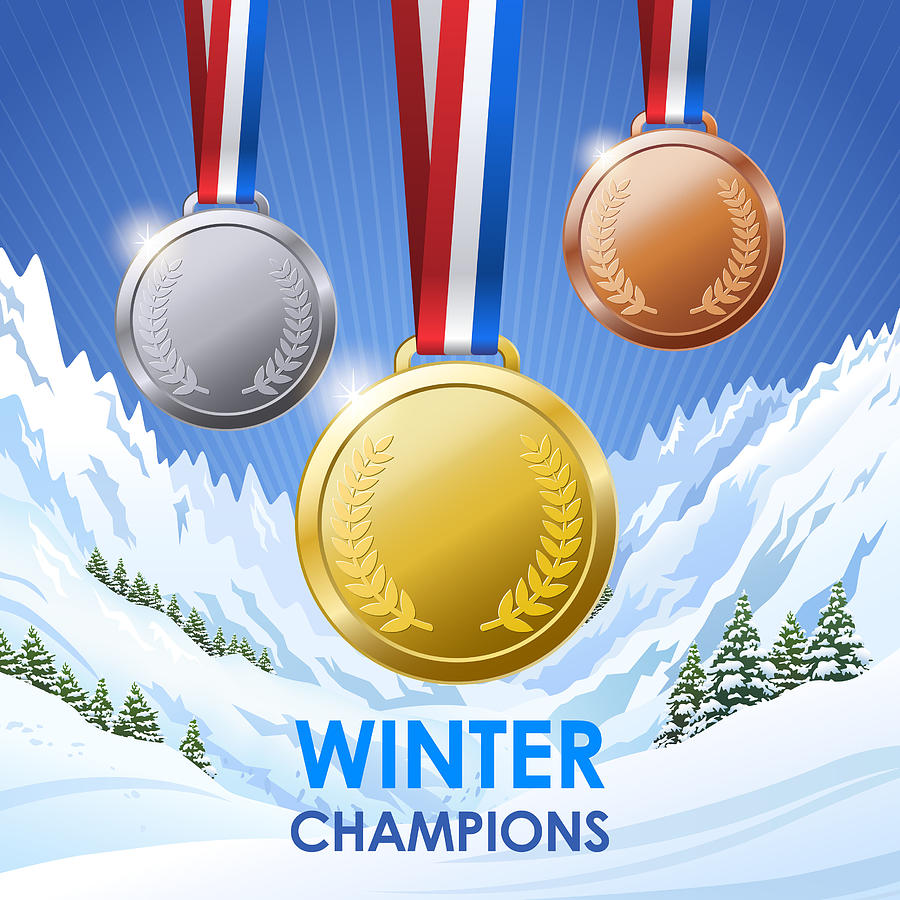 Winter Champion Medals #1 Drawing by Exxorian