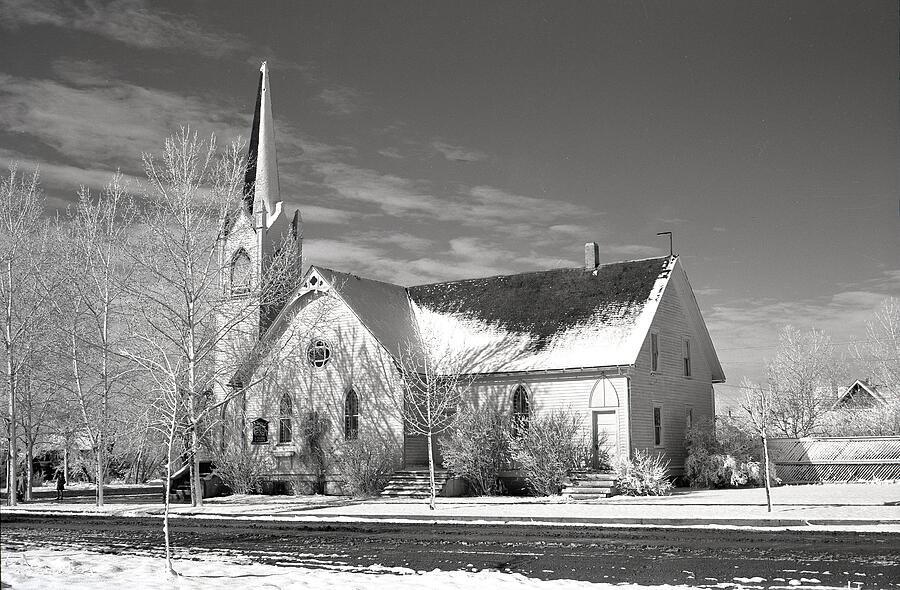 Winter Church in Claresholm Alberta 1940 #1 Photograph by Lawrence Christopher