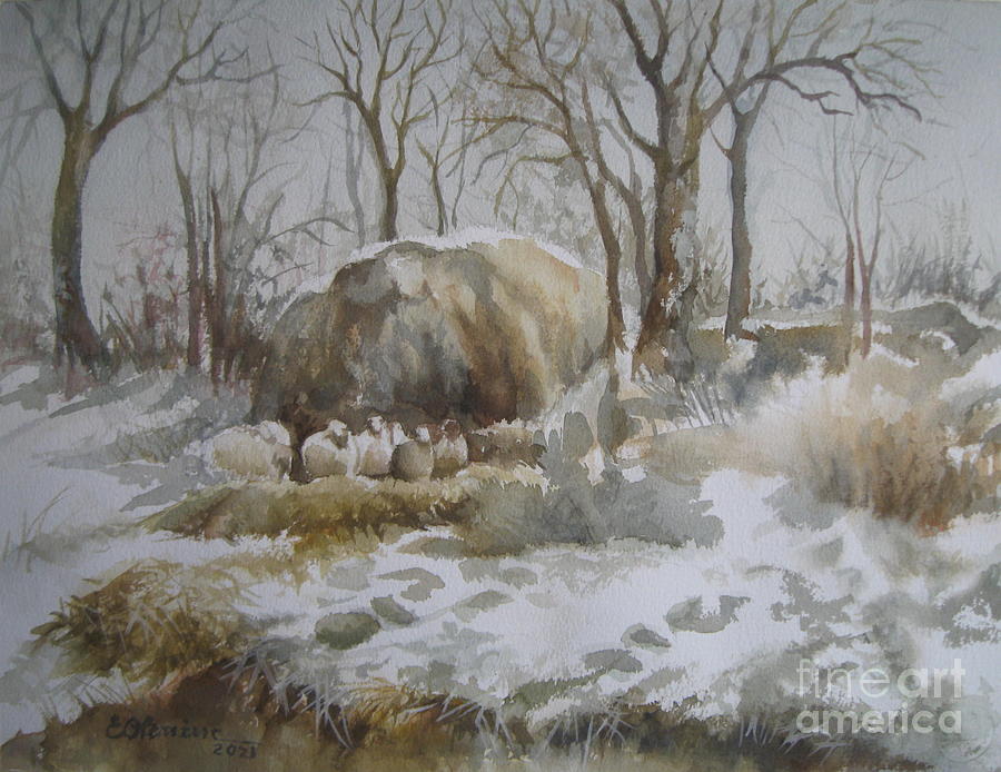 Winter #1 Painting by Elena Oleniuc