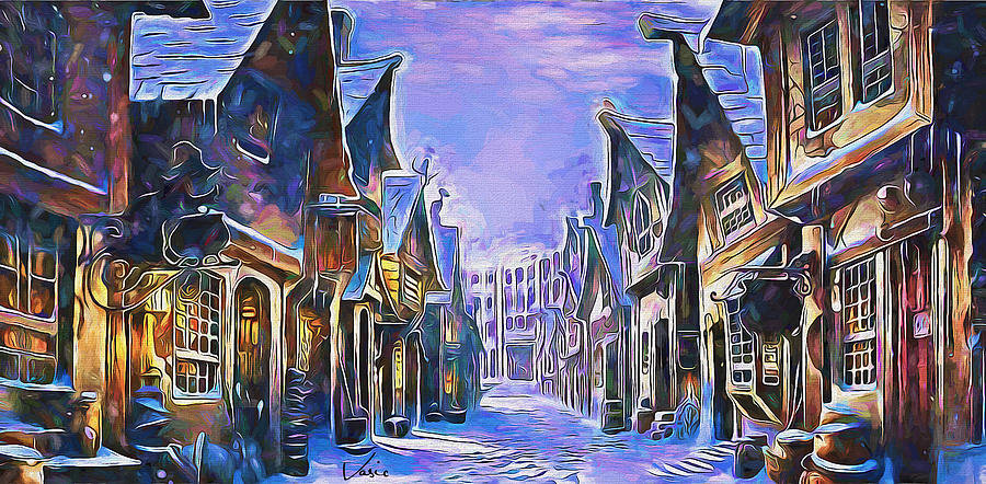Winter in old village #1 Painting by Nenad Vasic