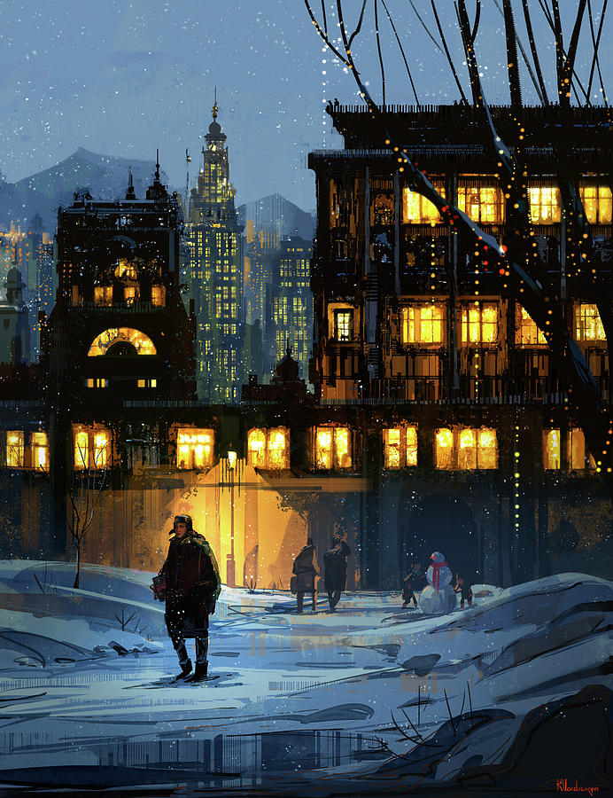 Winter Digital Art - Winter #1 by Kristina Vardazaryan