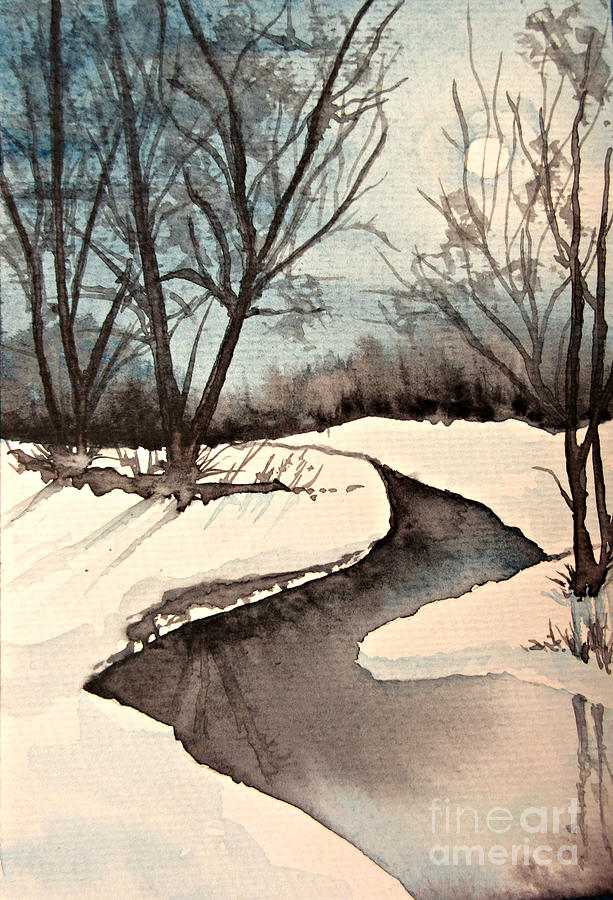 Winter Moomrise #1 Painting by Janet Cruickshank