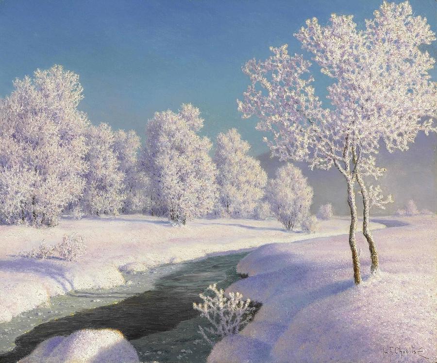 Winter Painting - Winter morning in Engadine by Ivan Fedorovich Choultse