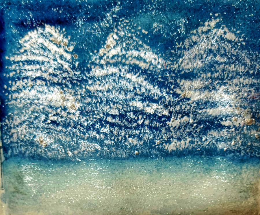 Winter Night On The Lake Painting by Shady Lane Studios-Karen Howard