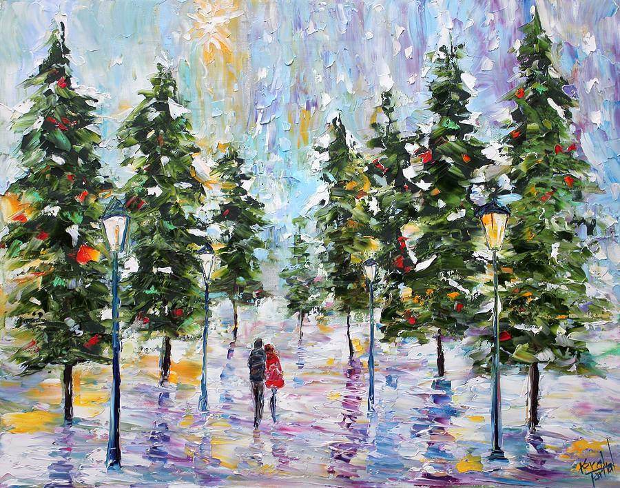Winter Romance #1 Painting by Karen Tarlton