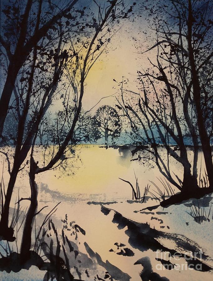 ORIGINAL FOR SALE  Winter Sunrise Painting by Janet Cruickshank