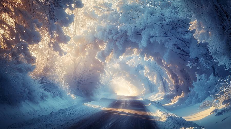 Winter wonderland road in the snow 1 Photograph by Lilia S
