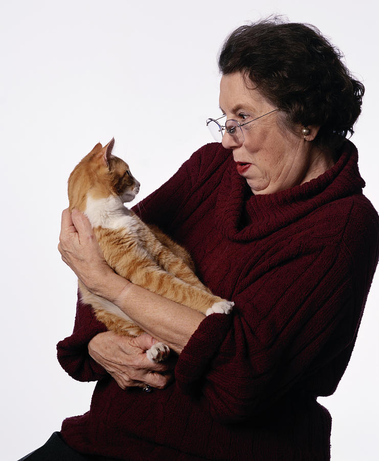Woman and Cat #1 Photograph by Barbara Penoyar
