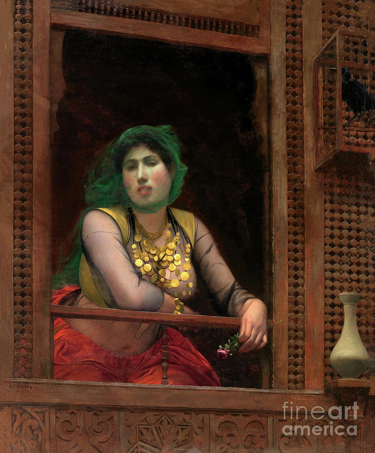 Woman at a balcony #1 Painting by Jean-Leon Gerome