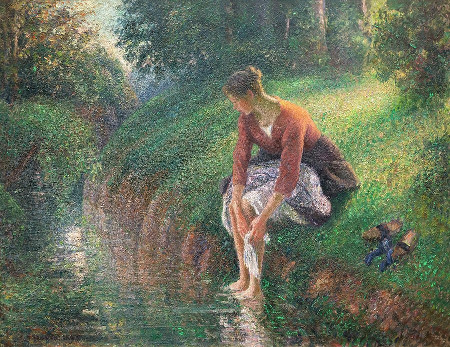 Woman Bathing Her Feet in a Brook, 1894-1895 Photograph by Camille ...