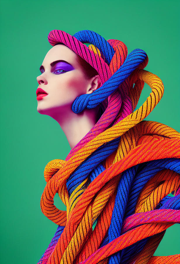 woman  in  brightly  colored  rope  fashion  by  Bertjan  Pot  64556337c645563e93  5f645563f  6459ac Painting