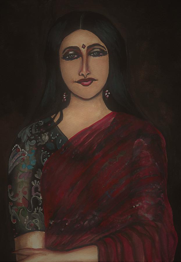Woman in saree #1 Painting by Tara Krishna