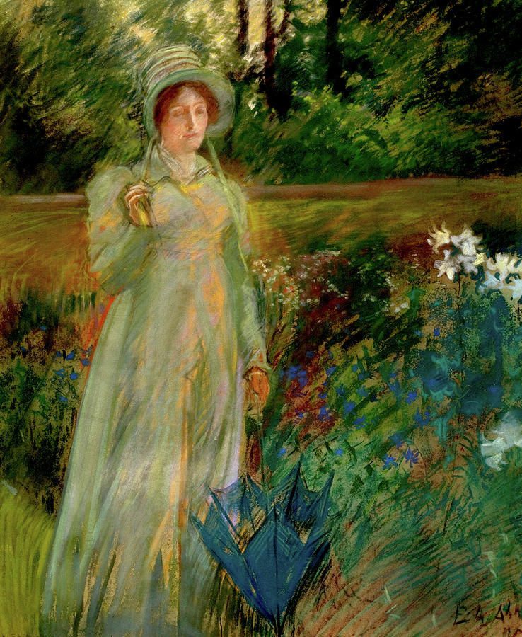 Woman in the Garden #2 Painting by Edwin Austin Abbey