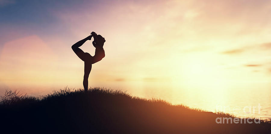 Woman in yoga pose, zen meditation at sunset. #1 Photograph by Michal Bednarek