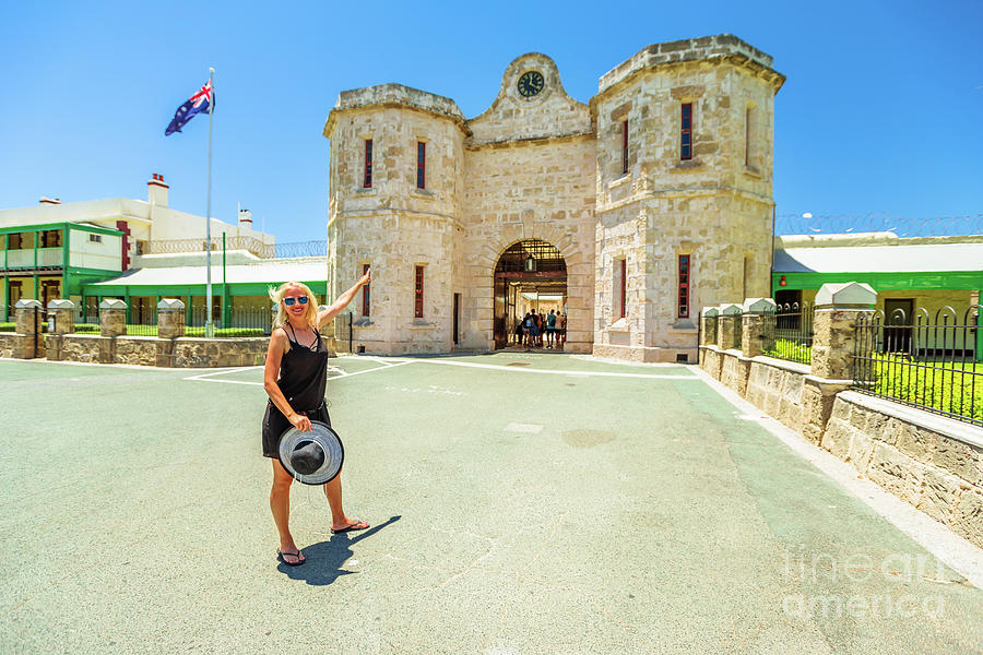 Woman tourist at Fremantle Prison #1 Photograph by Benny Marty