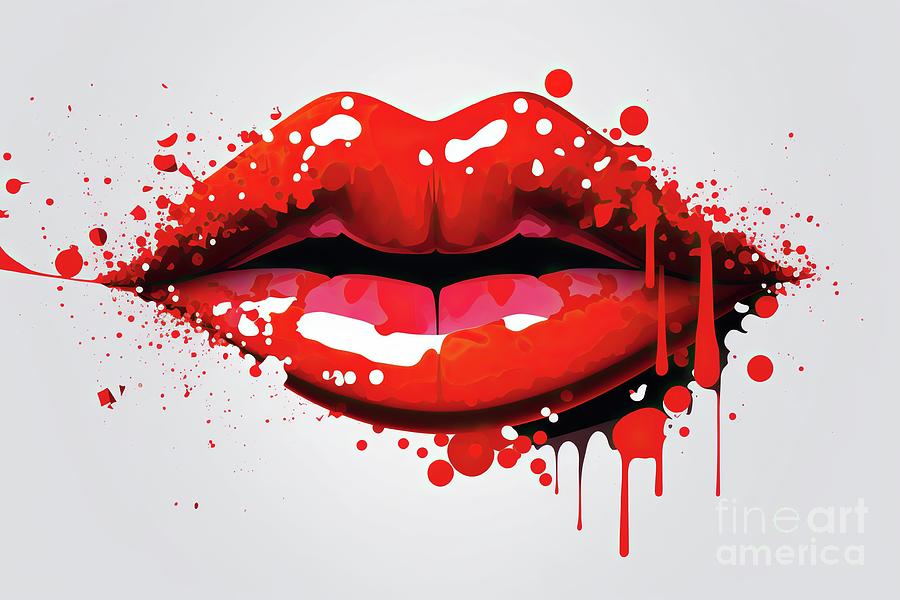 Woman's red lips, isolated on white background. AI generated ...