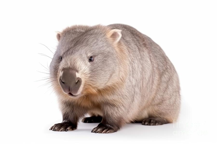 Wombat Isolated On White Background #1 Digital Art by Benny Marty