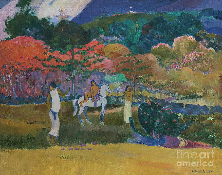 Paul Gauguin Photograph - Women and a White Horse, 1903  #2 by Kate Kimber