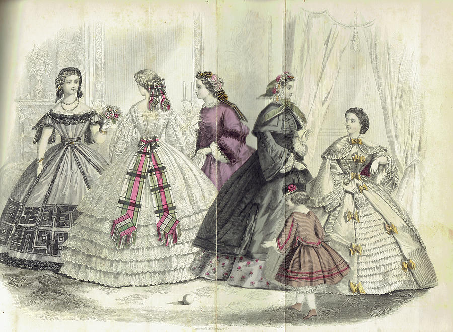 Women at a ball wearing Victorian era dresse #1 Photograph by Steve Estvanik