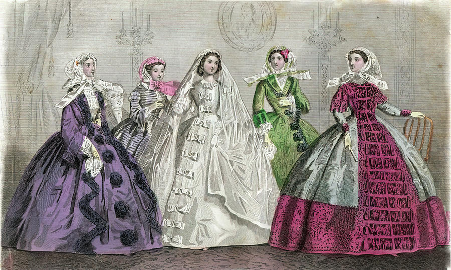 Women at a ball wearing Victorian era dresses #1 Photograph by Steve Estvanik