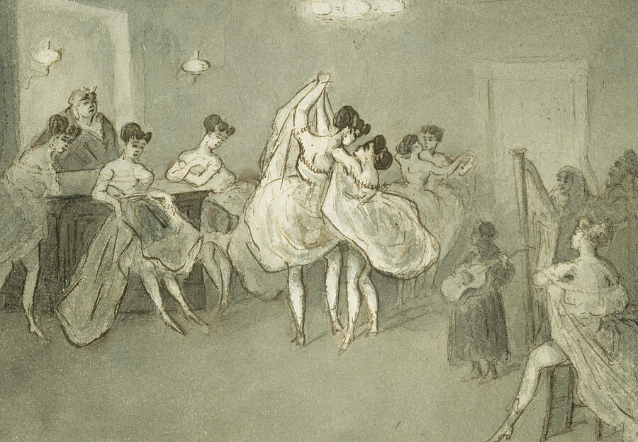 Women Dancing in a Brothel #1 Drawing by Constantin Guys