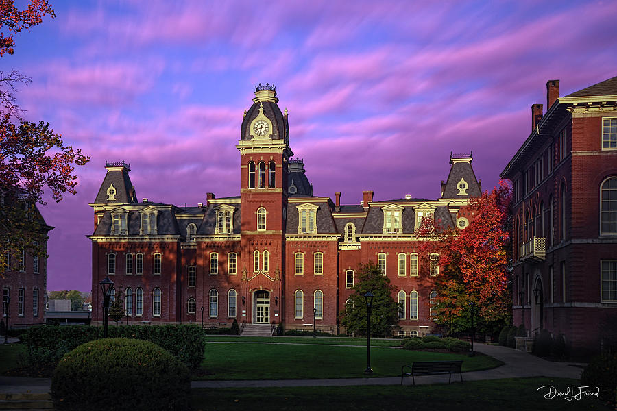 Woodburn Hall in morning pink sky #2 Photograph by Dan Friend