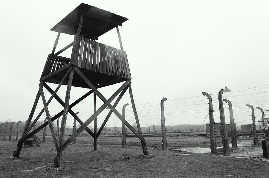 Wooden guard tower at the Auschwitz concentration camp in Poland. #1 Photograph by AlenaPaulus