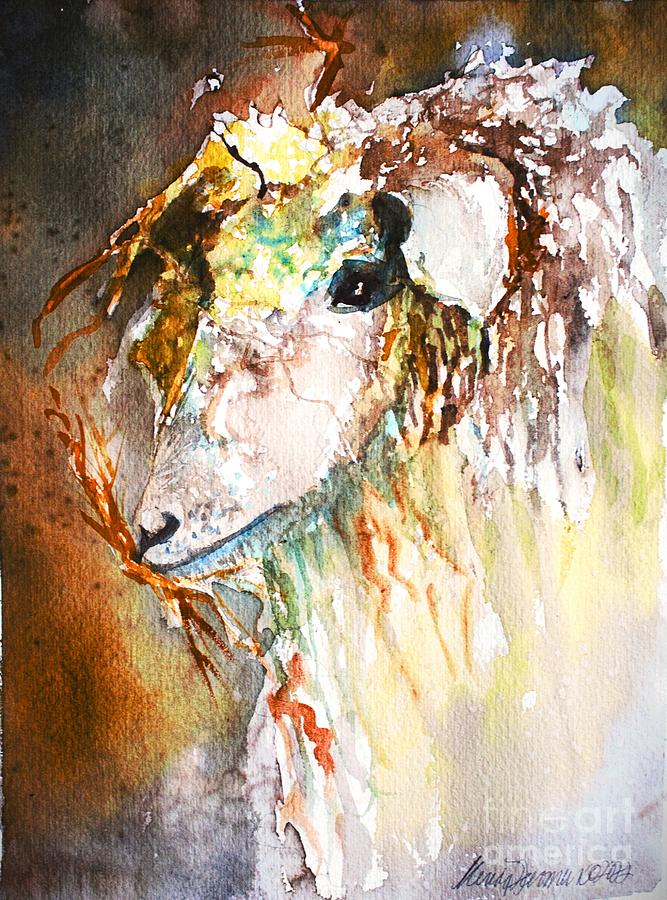Wooly Sheep #1 Painting by Mindy Newman