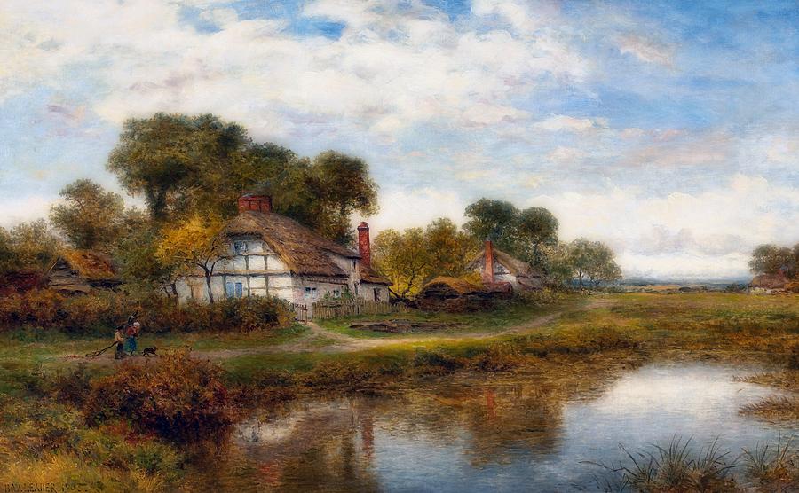 Worcester Cottages #1 Painting by Benjamin Williams Leader