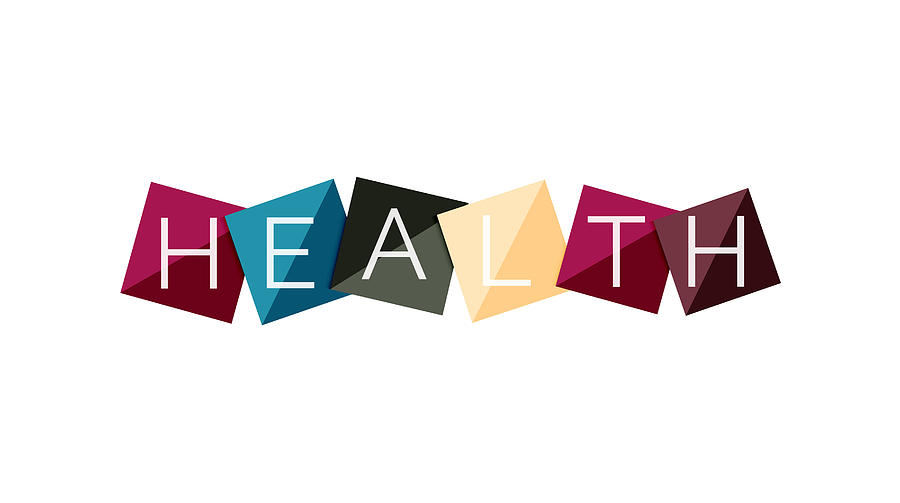 Word concept on color geometric shapes - health #1 Drawing by Antishock