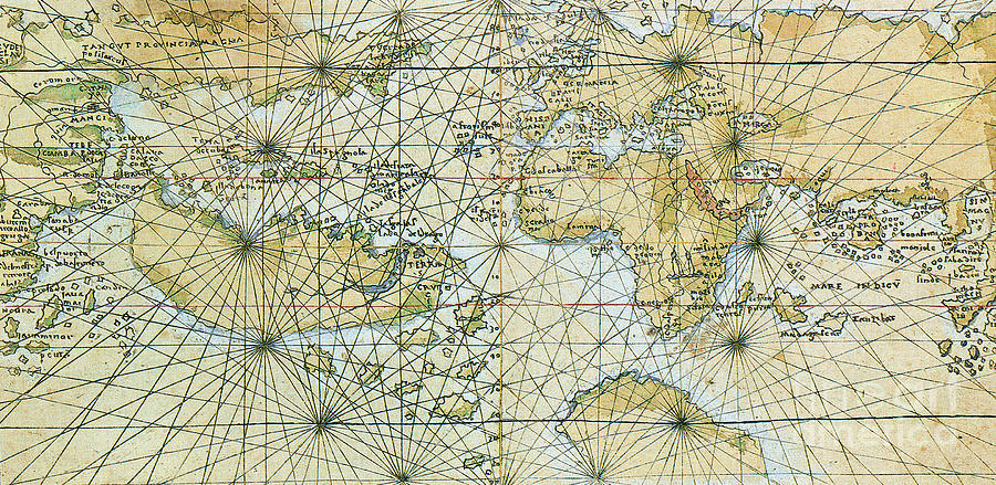 World Map, 1508 #1 Drawing by Francesco Rosselli