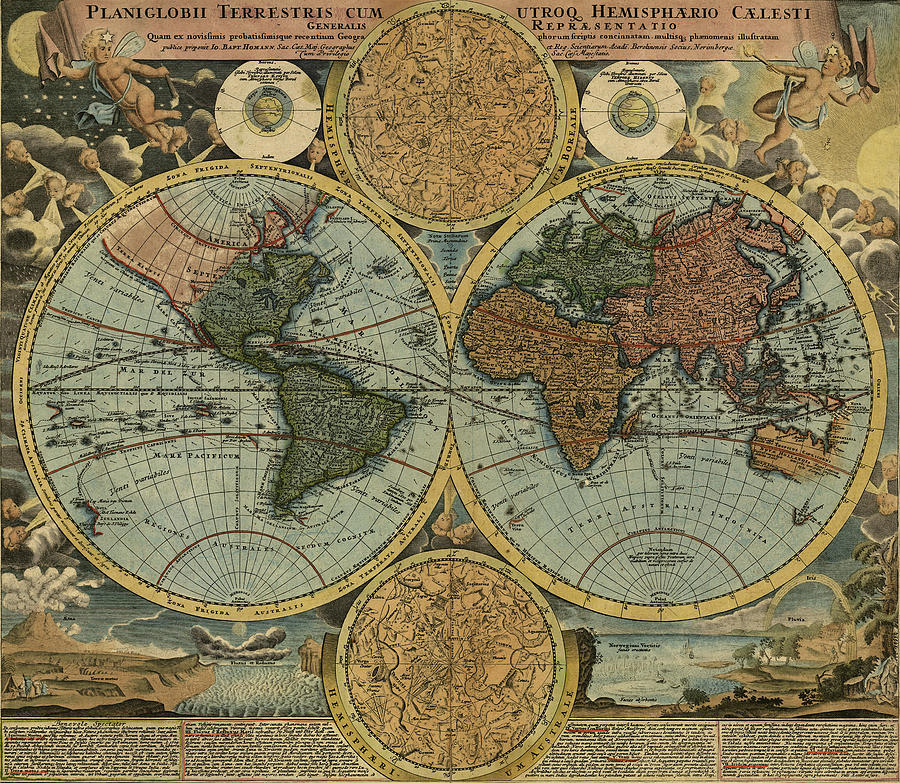 World Map Drawing by Vintage Maps - Fine Art America