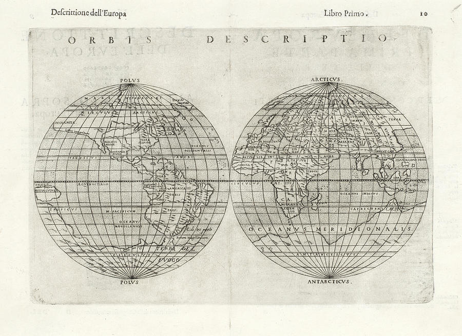 WORLD MAPS BUNTING  Die Eigentliche und Warhafftige Gestalt der Erden und des Meers. Cosmographia Un #1 Painting by MotionAge Designs
