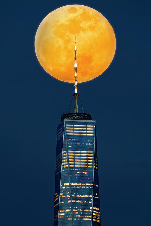 World Trade Center Super Moon  #1 Photograph by Susan Candelario
