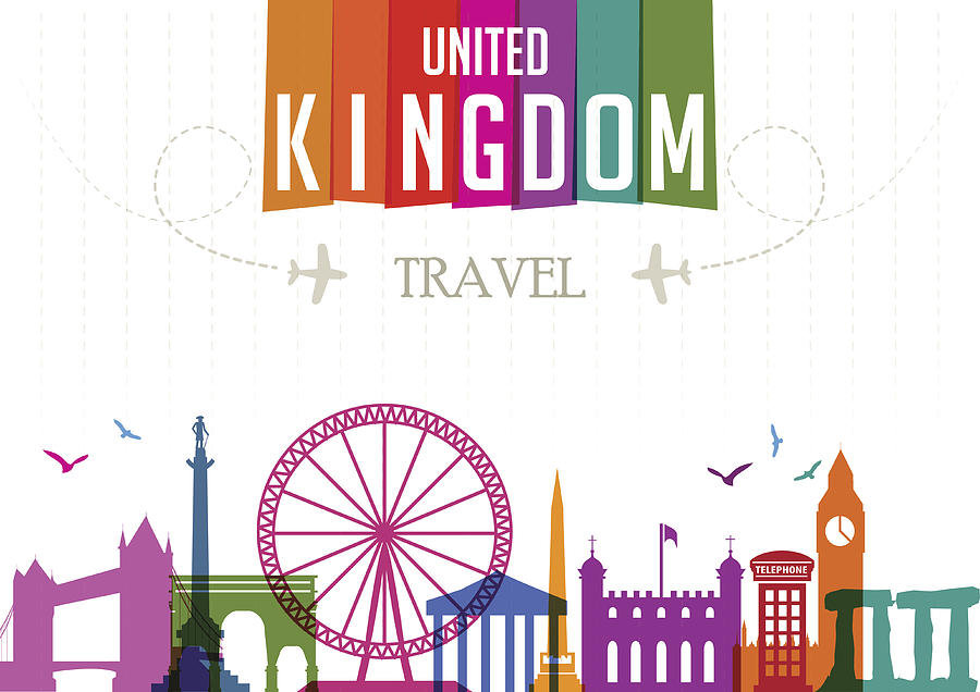 World Travel and Famous Locations - United Kingdom #1 Drawing by Creative-Touch