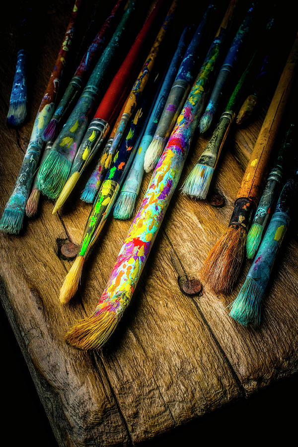 Brush Photograph - Worn Artist Paintbrushes #1 by Garry Gay