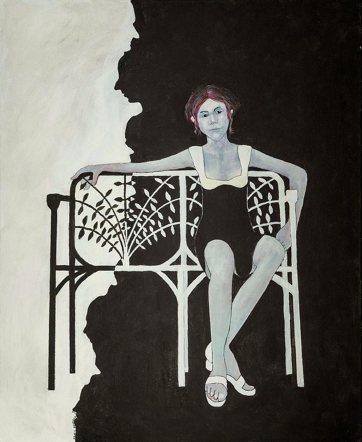 Wrought Iron Bench Painting by Kerry Beverly