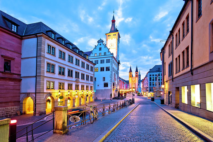 Wurzburg. Historic old Town of Wurzburg street evening view Photograph ...