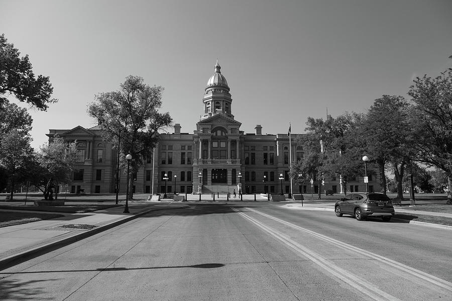 Wyoming state capitol building in Cheyenne Wyoming in black and white #1 Photograph by Eldon McGraw