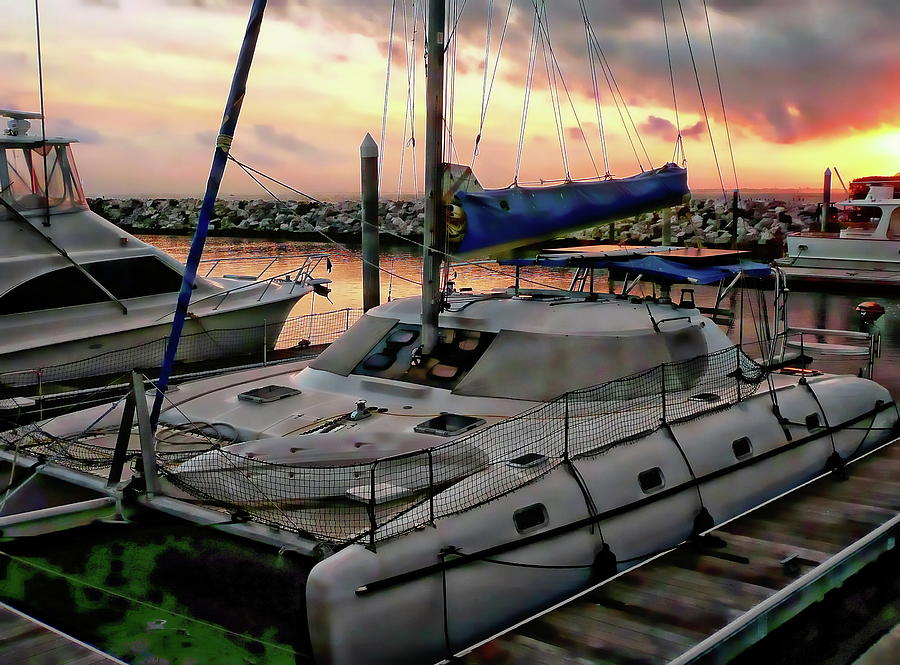 Sunset Photograph - Yachts at Sunset #1 by Anthony Dezenzio