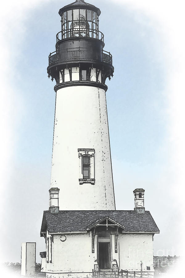 Yaquina Head Lighthouse in Watercolor Digital Art by Kirt Tisdale