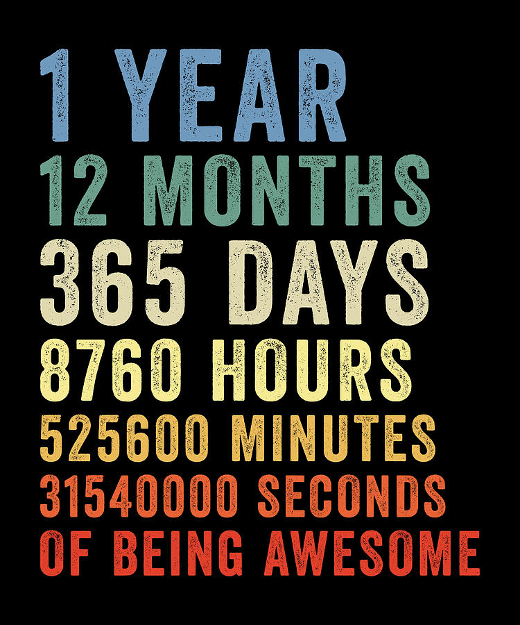 1 Year Of Being Awesome Cool Birthday Digital Art by Vintage and Words ...