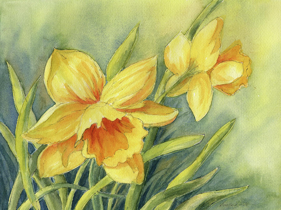 Yellow Daffs #1 Painting by Vikki Bouffard