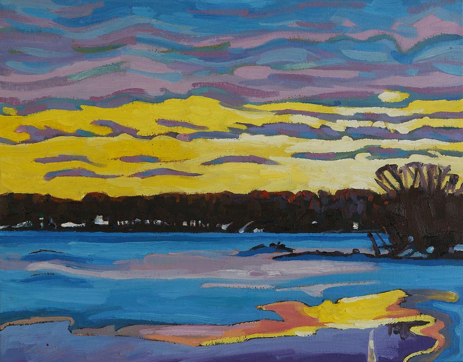 Yellow March Sunset #1 Painting by Phil Chadwick