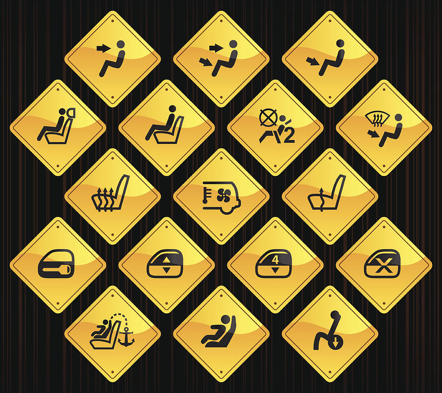 Yellow Road Signs - Car Control Indicators #1 Drawing by Aaltazar