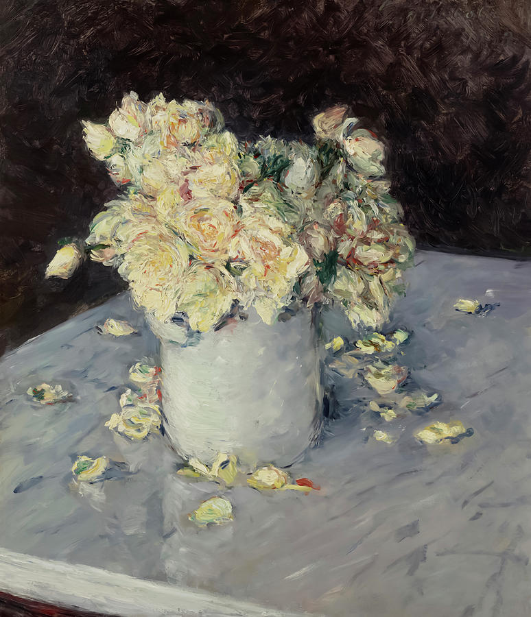 Yellow Roses In A Vase By Gustave Caillebotte Painting